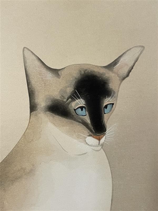 「真作」奥村土牛「シャム猫」木版画　131/200　サイン有り