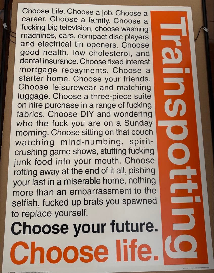 トレインスポッティング　ポスター　フレームは付属しません