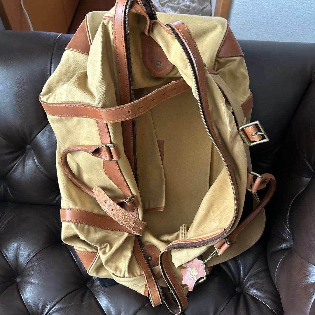 Whitehouse Cox ボストン　 キャンパス×ブライドルレザー　ベージュ