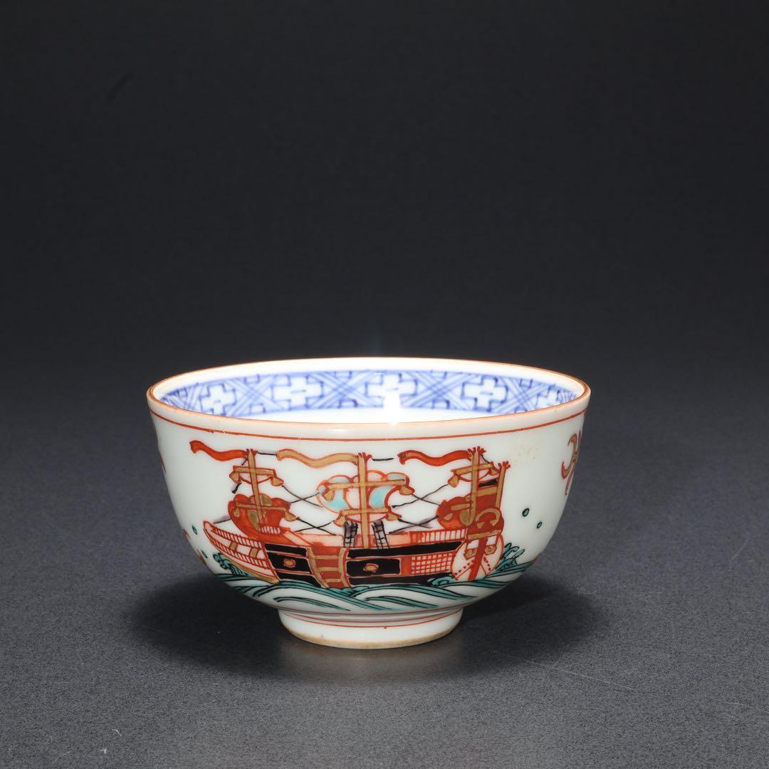 伊万里色絵　南蛮人図　湯呑み10客　骨董　古伊万里　R1666