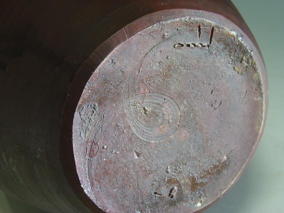 三面人形大徳利 臍徳利 花入 花瓶 一輪指し 江戸時代 レア古備前・レア備前焼