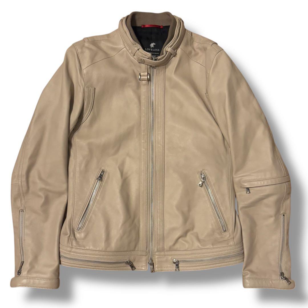LOVELESS シングルライダース 羊革 ジャケット M アイボリー ベージュ