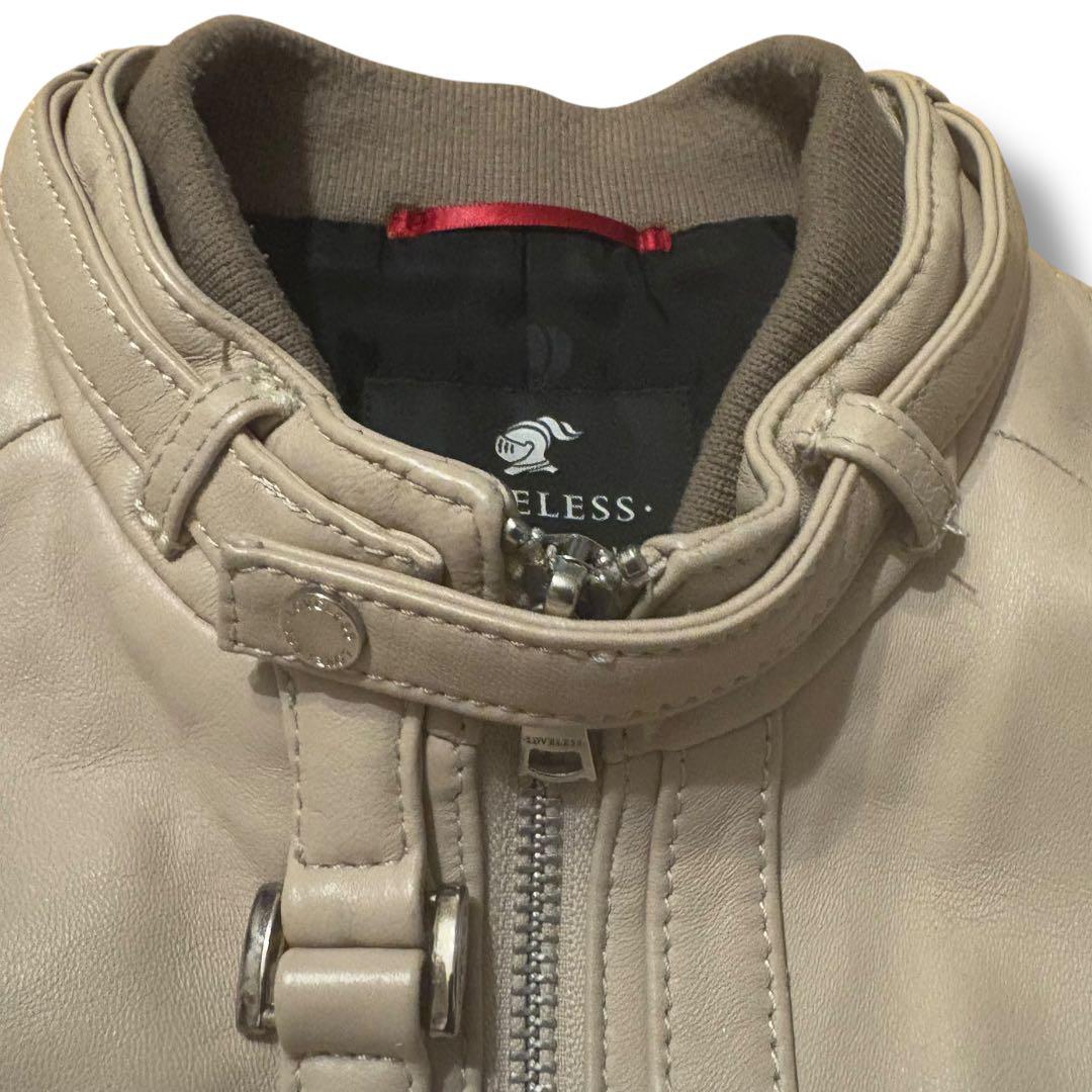 LOVELESS シングルライダース 羊革 ジャケット M アイボリー ベージュ