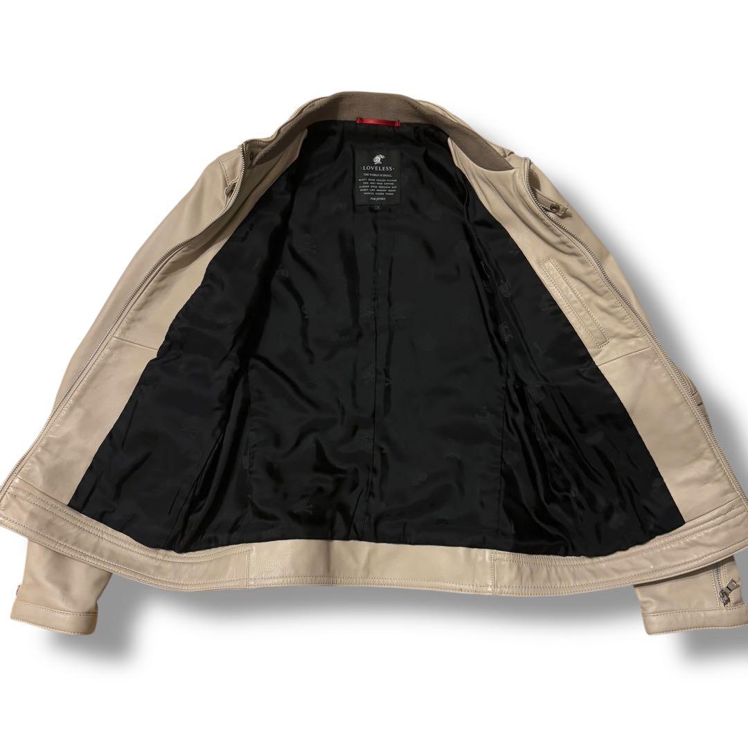 LOVELESS シングルライダース 羊革 ジャケット M アイボリー ベージュ