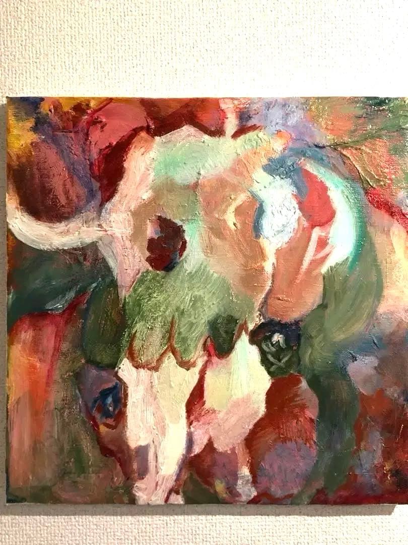 牛骨を被る少女　原画 油絵 oil painting 絵画 abstract