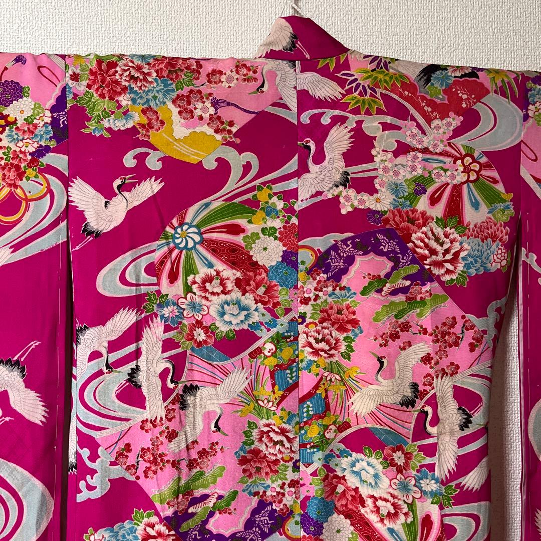 七五三　7歳　ハーフ成人式　アンティーク　ピンク　総柄　大正ロマン　着物セット