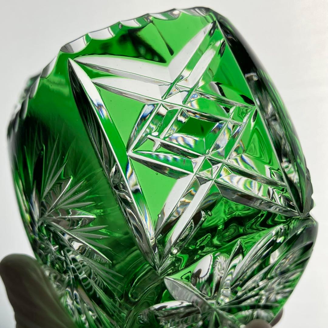 希少 切子 クリスタル カット ガラス バスケット 鉢 オブジェ 置物 小物入れ