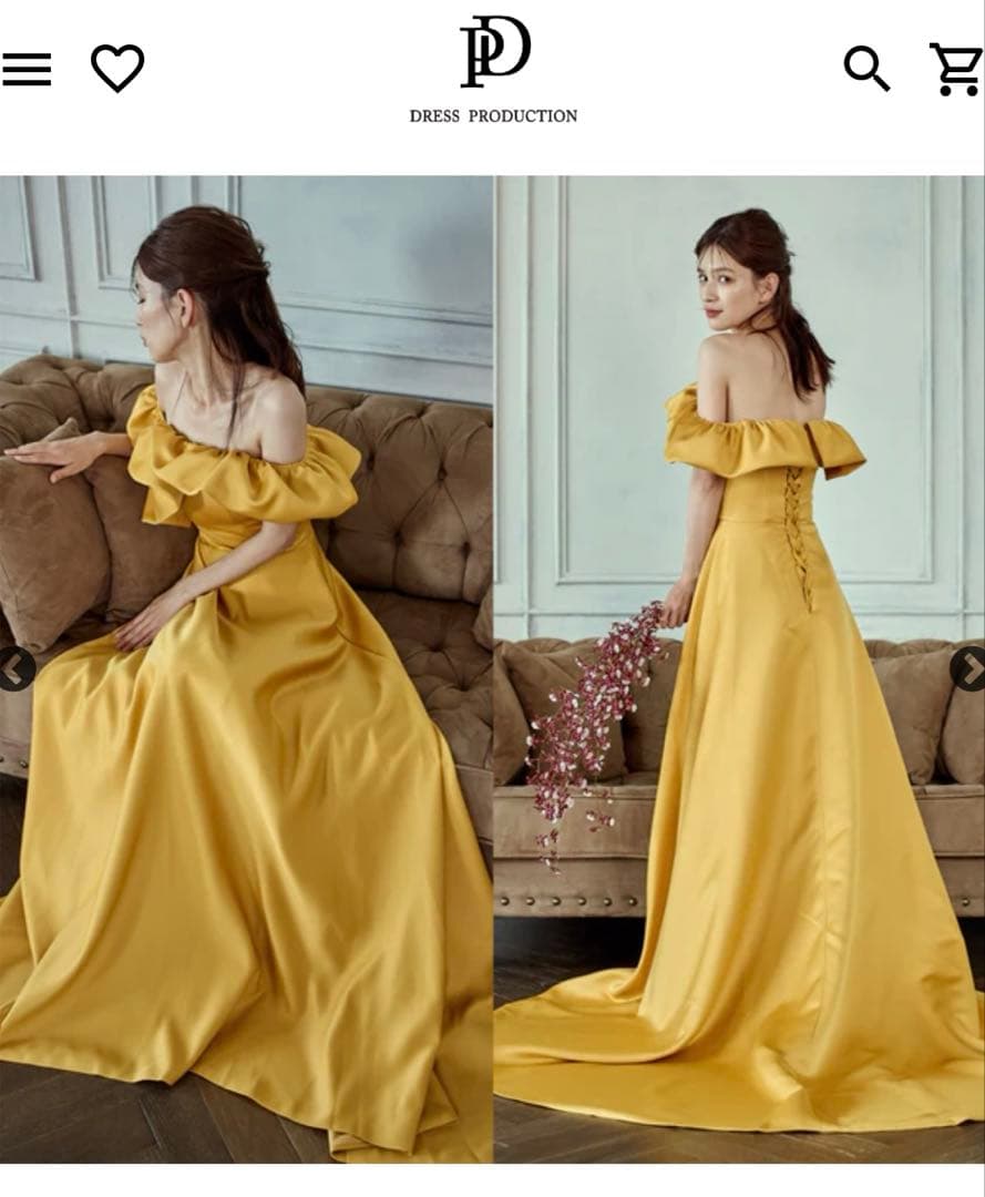 【あか】ドレスプロダクション　オフショルダーAラインドレス W274MU