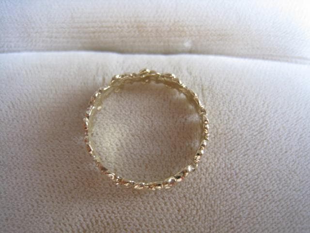 ☆素敵！一連花形 最大幅4.5mm k14金イエローゴールド指輪リング新品！