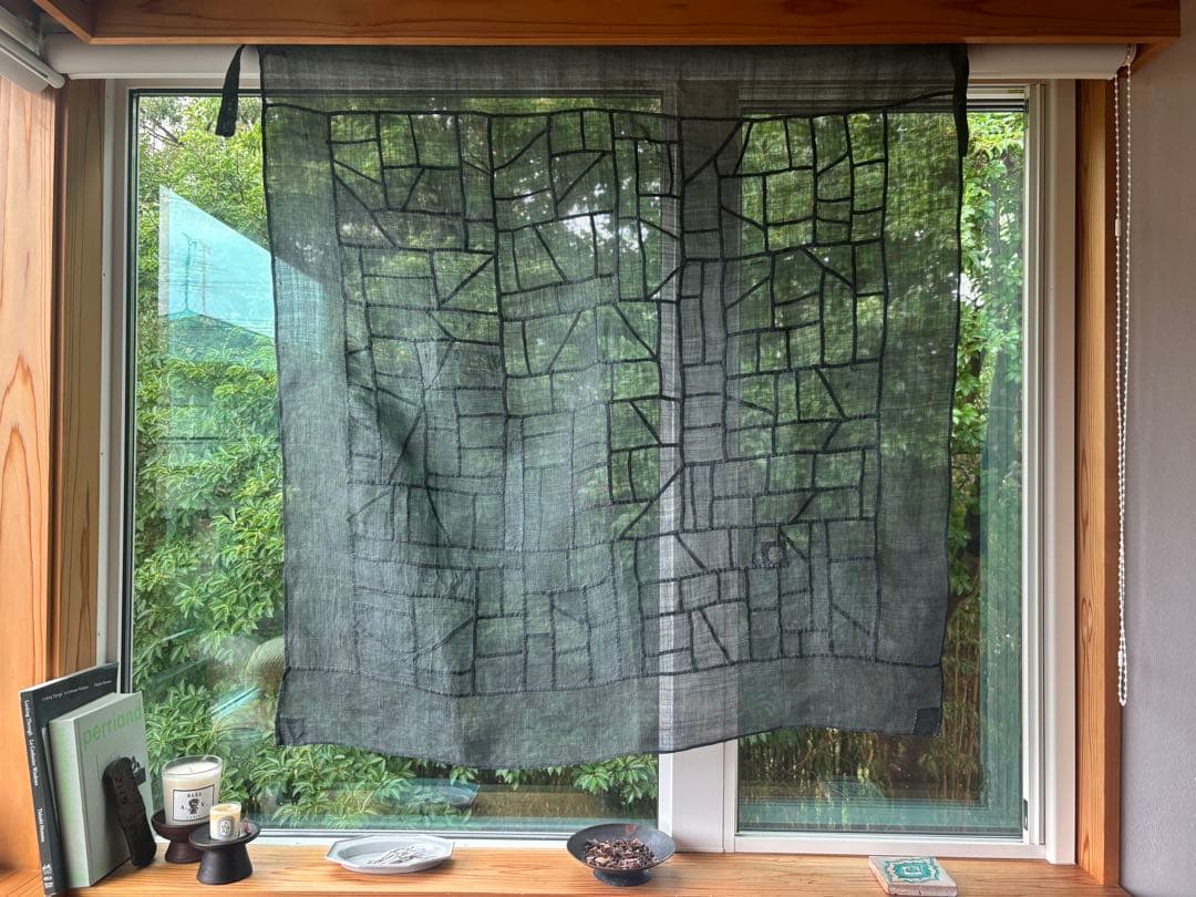 希少　ポジャギ 　ヴィンテージ　モシ　麻　韓国　工芸　黒　李朝　繕いあり