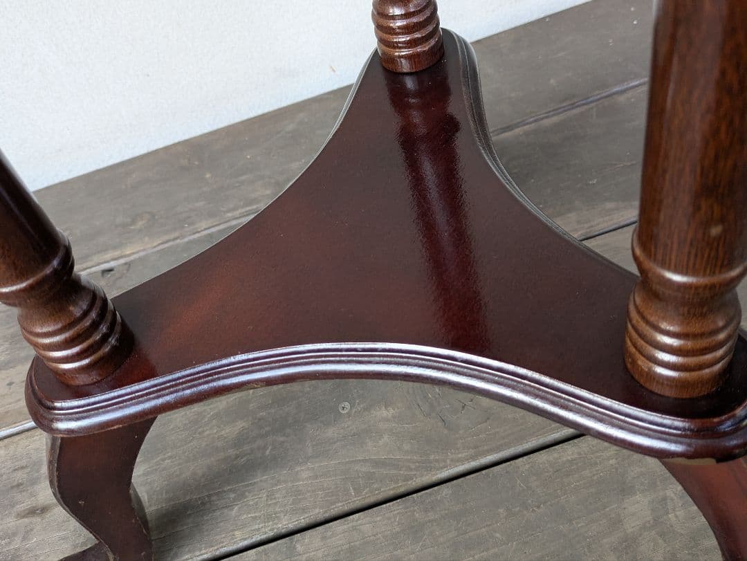 ヴィンテージ　木製大理石サイドテーブル　花台　アンティーク家具　昭和レトロ