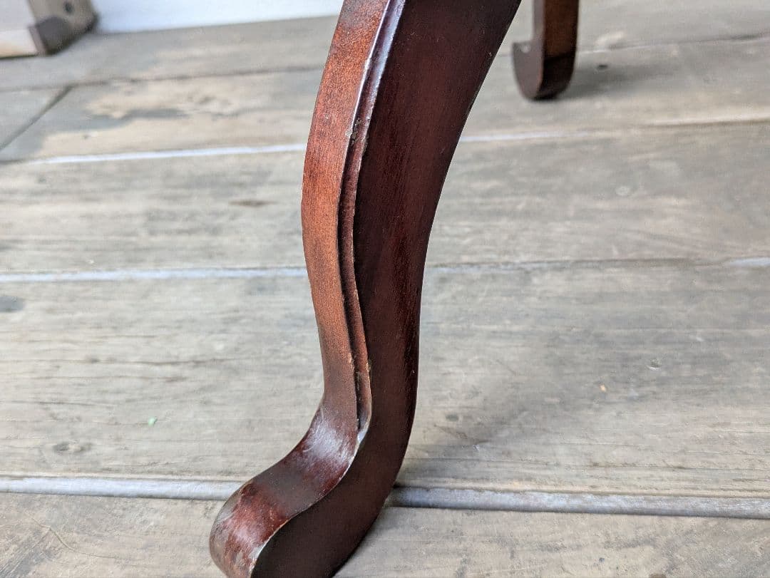 ヴィンテージ　木製大理石サイドテーブル　花台　アンティーク家具　昭和レトロ