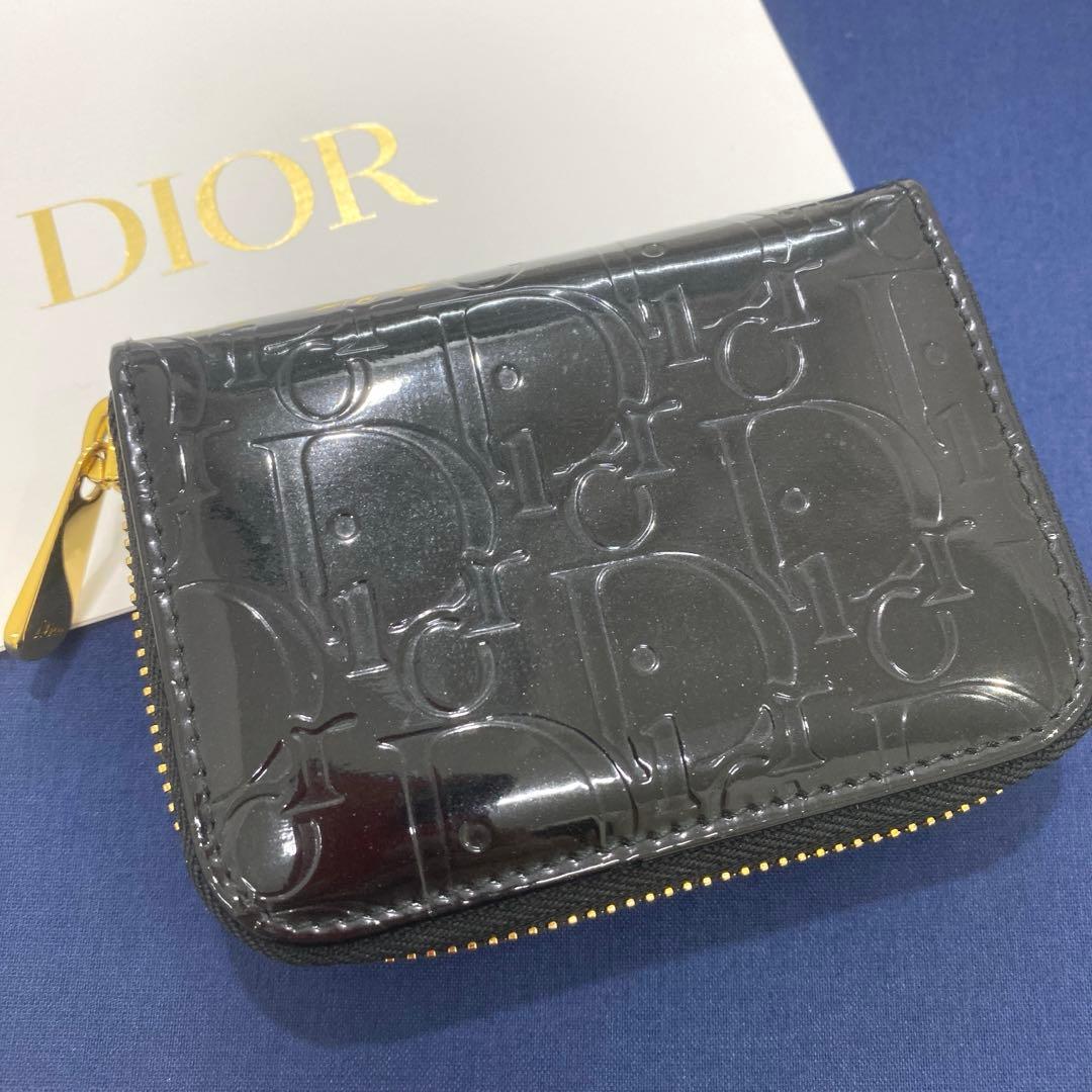 美品✨　Christian Dior 財布　エナメル　トロッター　ブラック　小銭