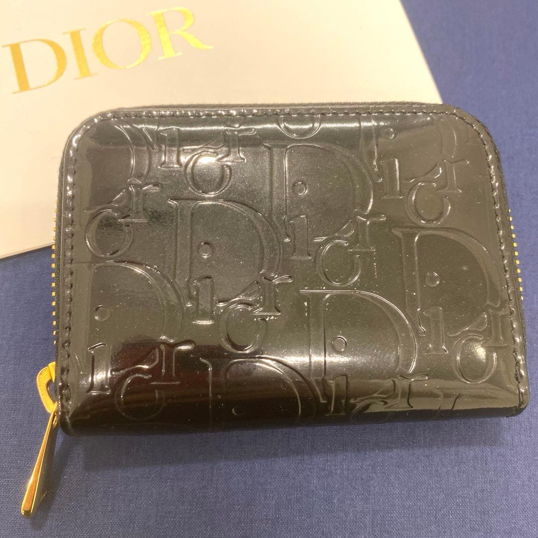 美品✨　Christian Dior 財布　エナメル　トロッター　ブラック　小銭