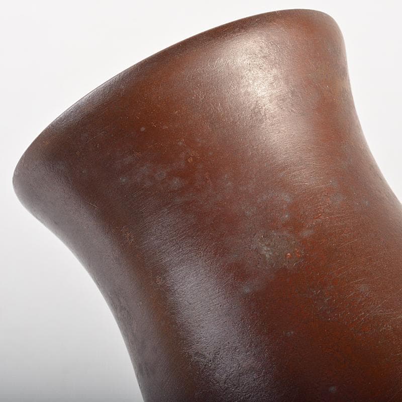 高岡銅器　鋳物師　神利作　鋳銅　蘭形花瓶　共箱　C　R7443