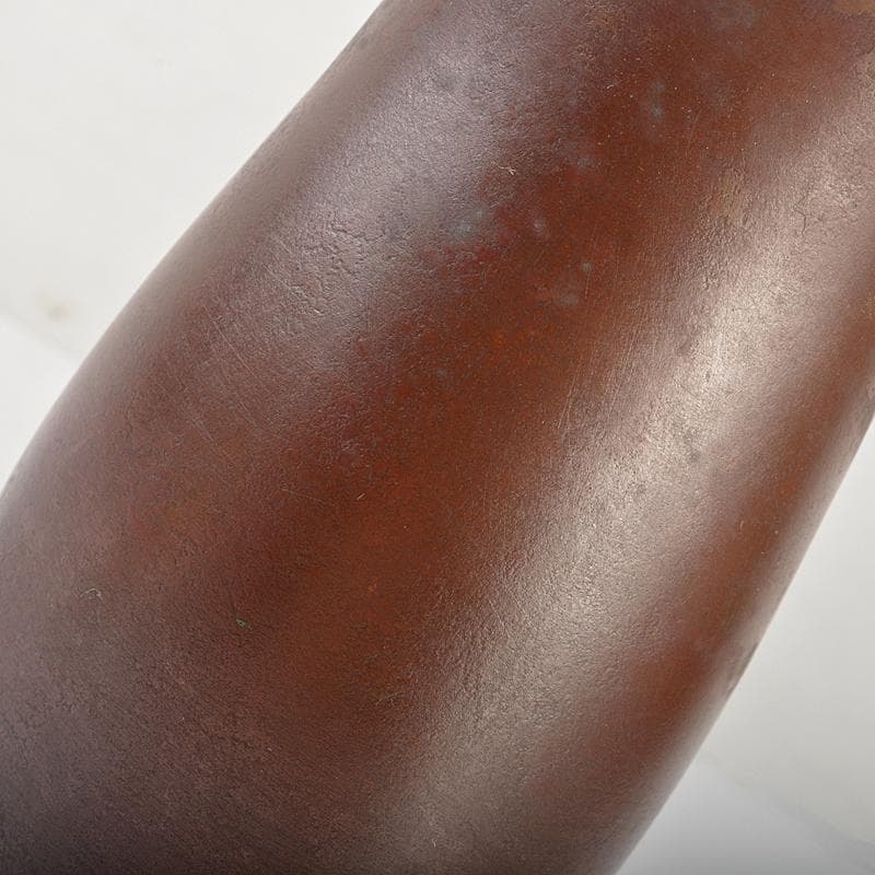 高岡銅器　鋳物師　神利作　鋳銅　蘭形花瓶　共箱　C　R7443