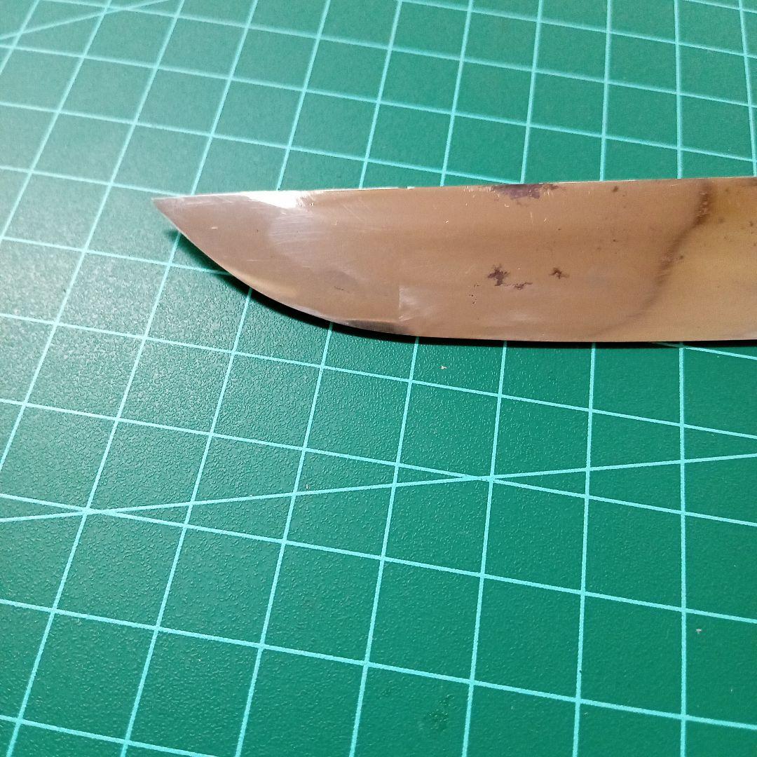 【ナイフ加工用玉鋼/合法サイズ】無銘脇差/錆身日本刀切先部分残欠※刃引き済み※