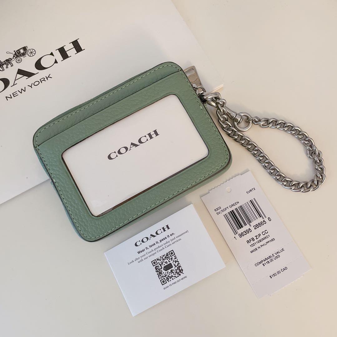 COACH コース　ケース　小銭入れ財布　ソフトグリーン　緑色　パスケース