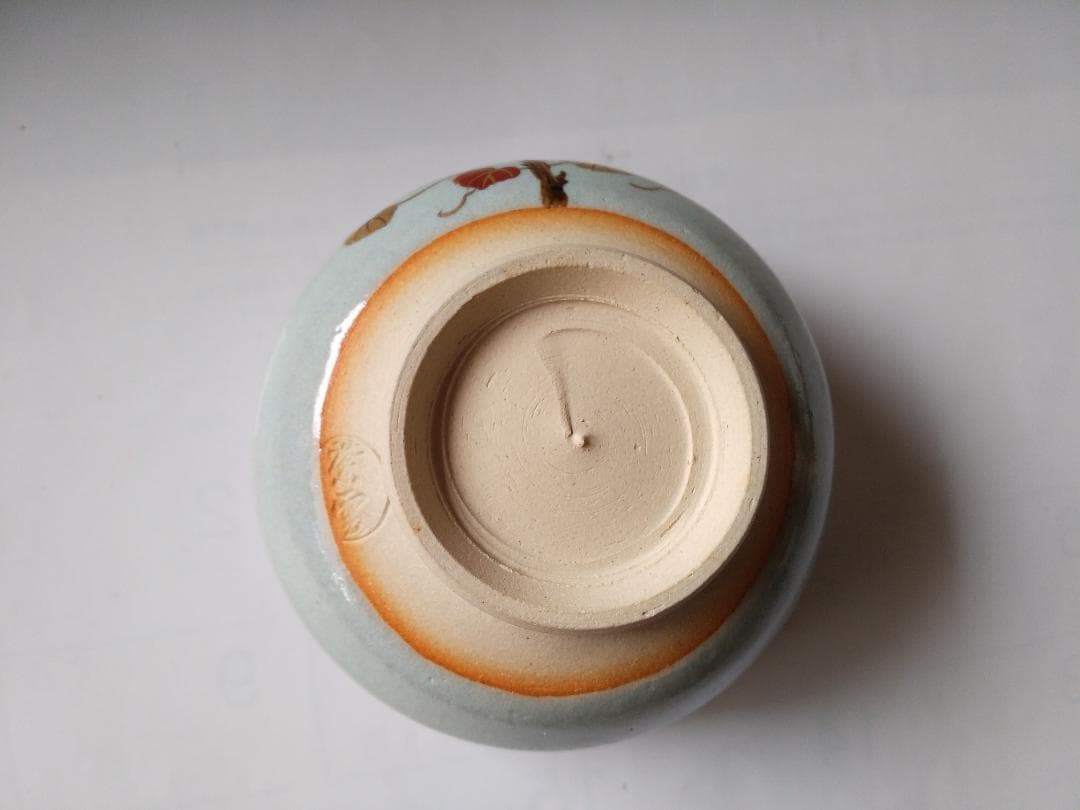 橋本紫雲 平安紫雲 色絵 失透釉 蔦ニ百舌文 茶碗 共箱 共布 茶道具 新品