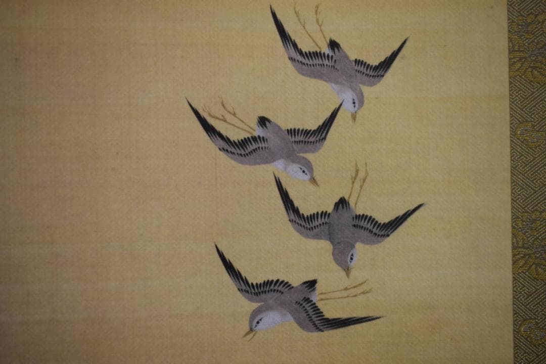 複製/酒井抱一/三ヶ月千鳥図/工芸/桐共箱付/布袋屋掛軸HI-566