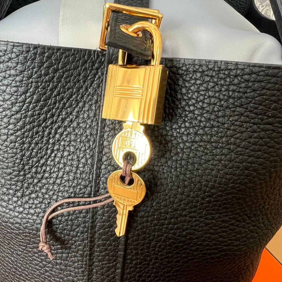 HERMES エルメス　ピコタン　ロック　MM ブラック　C刻印　ゴールド金具