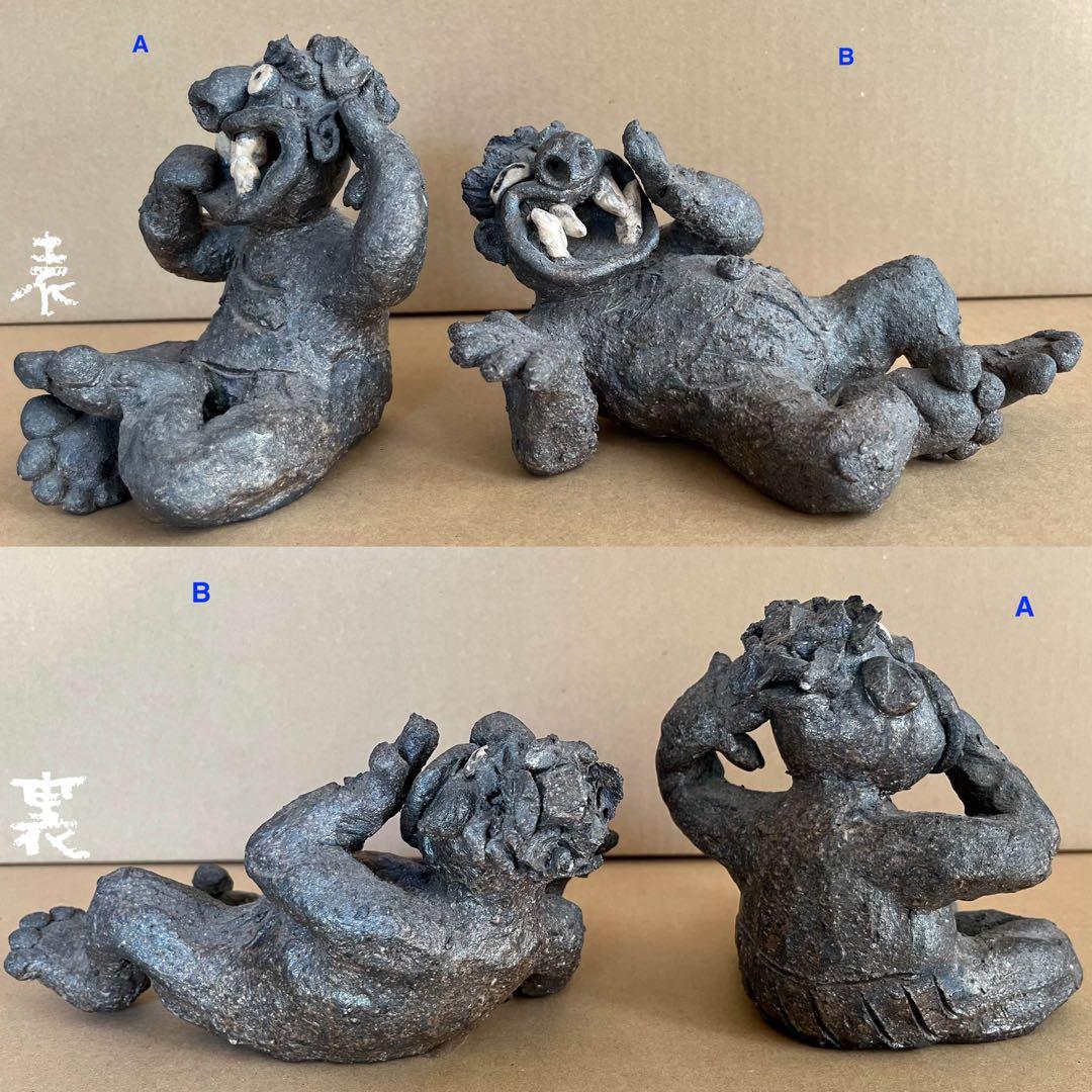 東大寺別当 清水公照作　泥仏一対　２体セット　アート作品　どろぼとけ