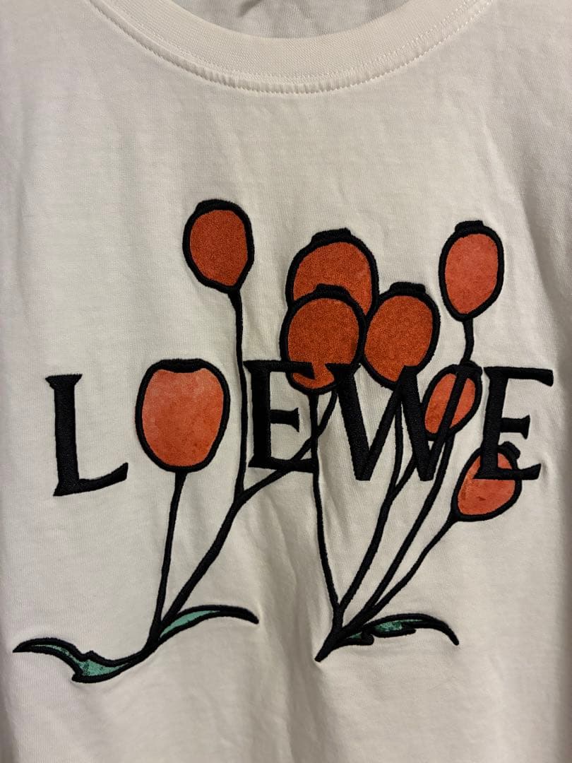 LOEWE ロエベ ロゴ刺繍 Tシャツ　ハーバリウム刺繍　フラワー S 美品