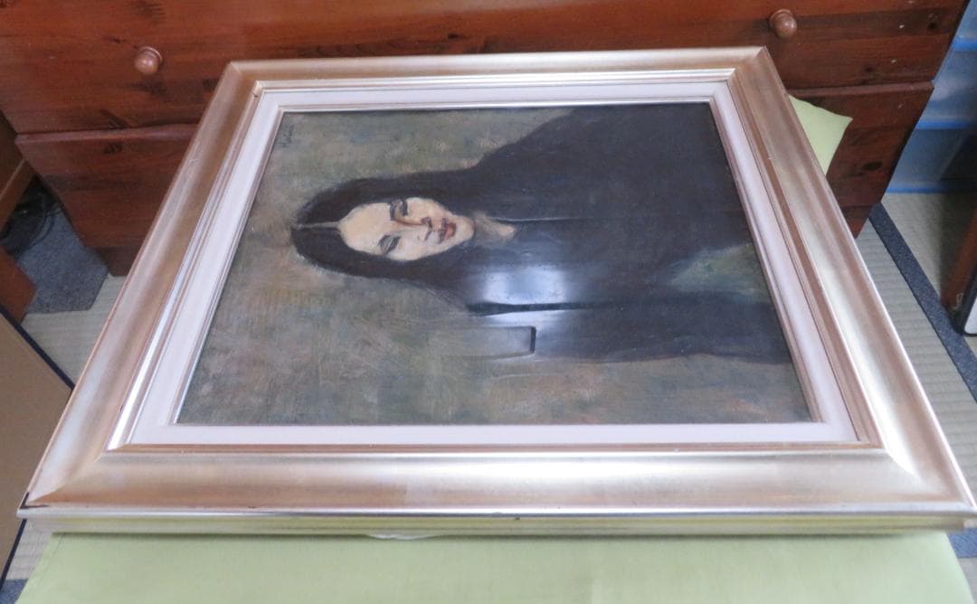 ◆ 堀内規次 「黒衣の女」油彩8号 真作保証　自由美術会員　 美術文化協会賞◆