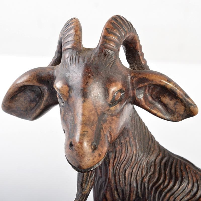 中国　玉石彫刻　羊親子　唐木台付　C　R5763