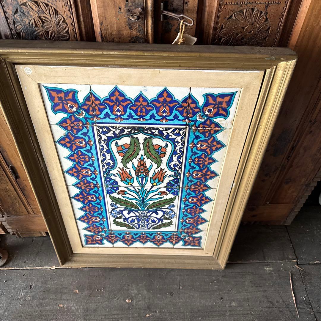 トルコ彩色タイル壁掛け額
