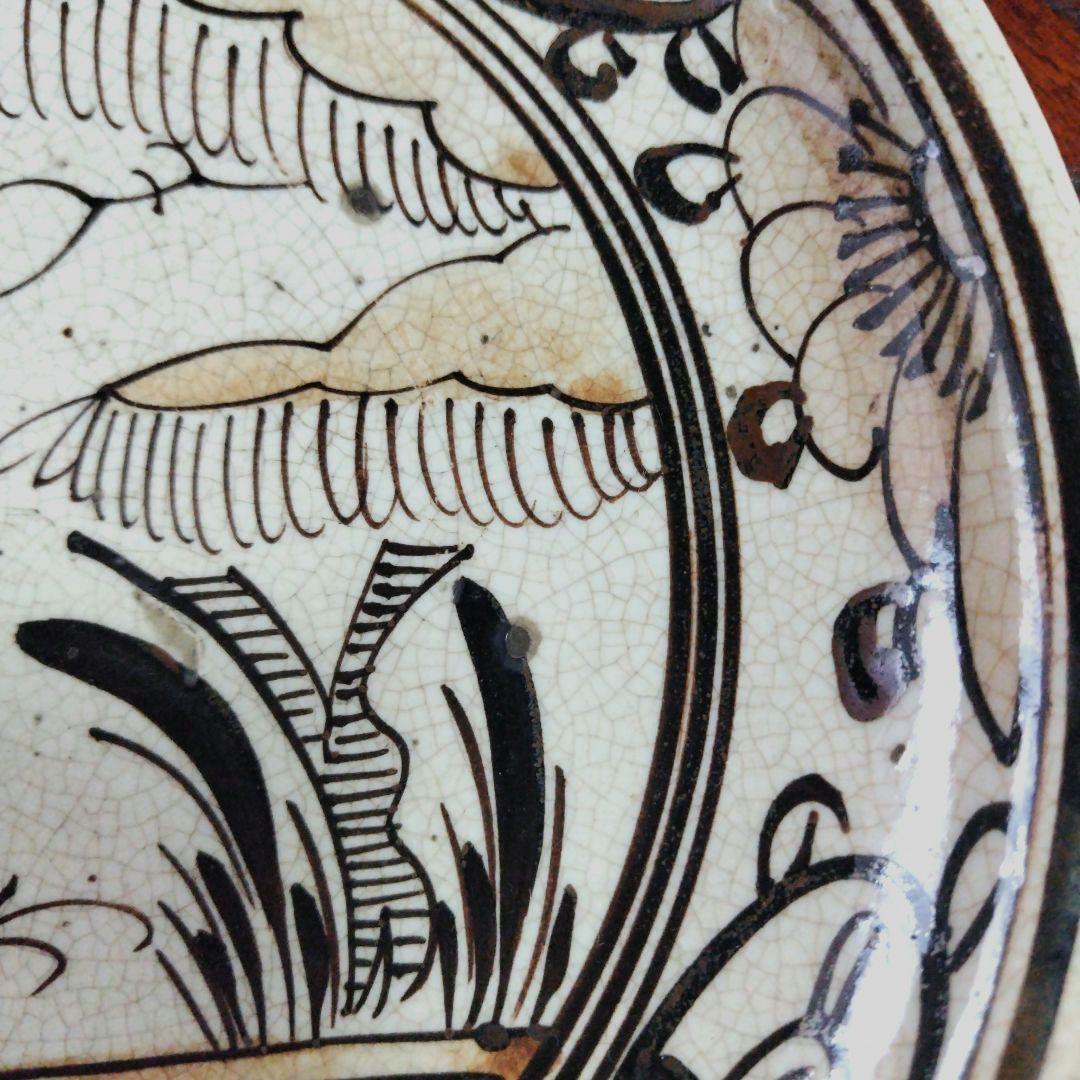 装飾陶器皿　桃山時代～江戸時代 唐津 古志野 絵志野 鳥絵 皿 瀬戸