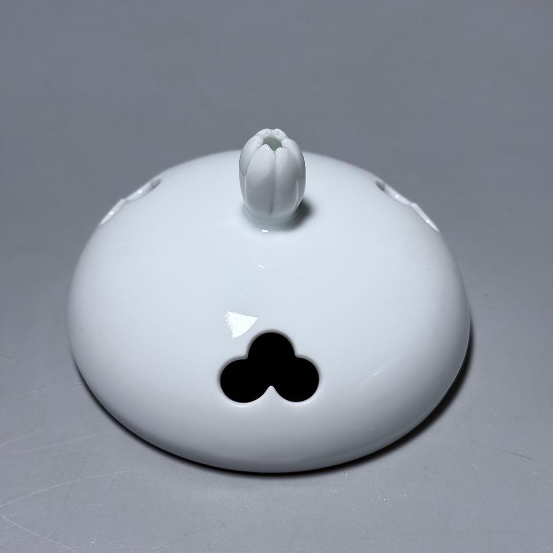 人間国宝　井上萬二　本人作　白磁香炉〈大〉　共箱　栞　共布　『萬二作』　未使用品