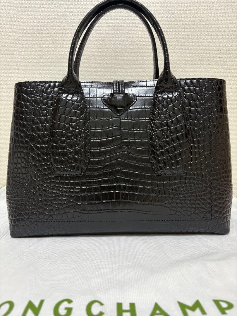 ロンシャン ロゾ M クロコエンボス ブラック レディース