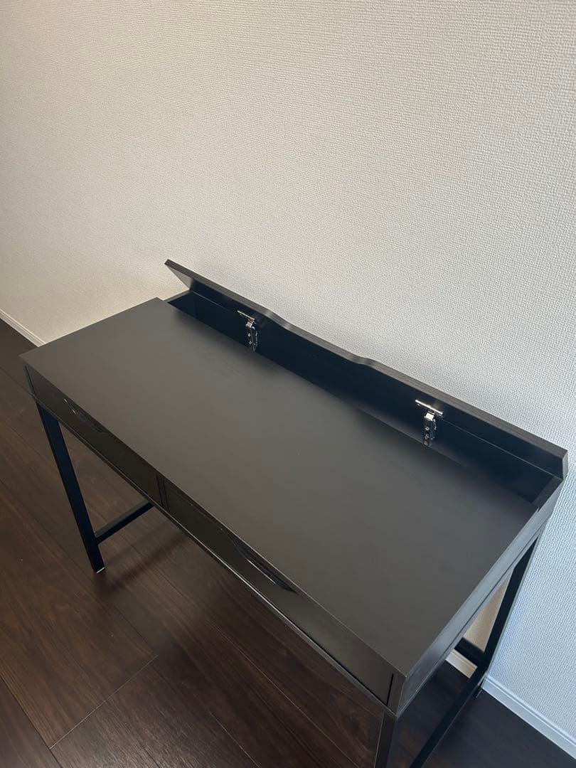 IKEA ALEX デスク 100×48cm ブラックブラウン 配線収納付き