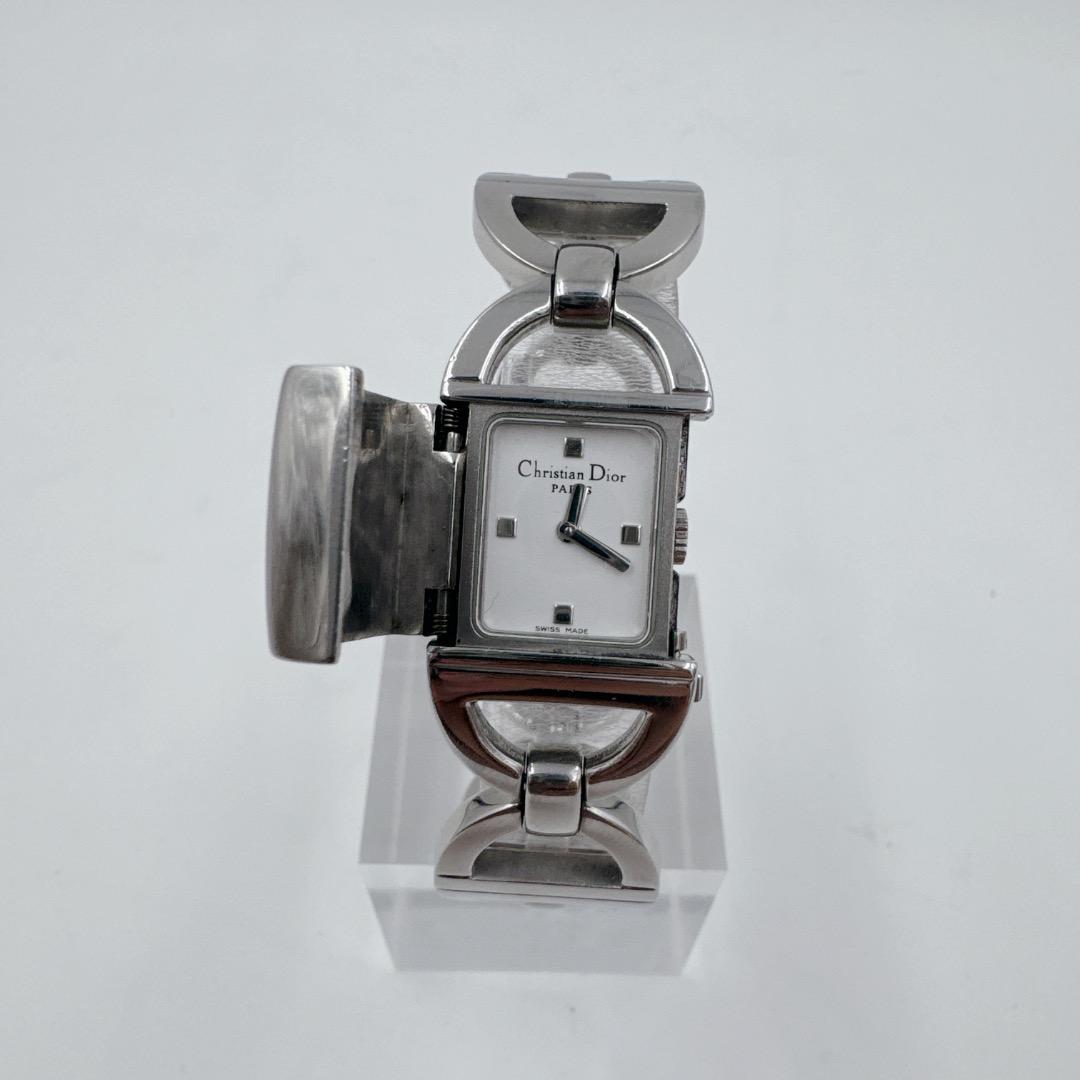 【美品】 DIOR パンディオラ スクエア CDロゴブレス シルバー 腕時計