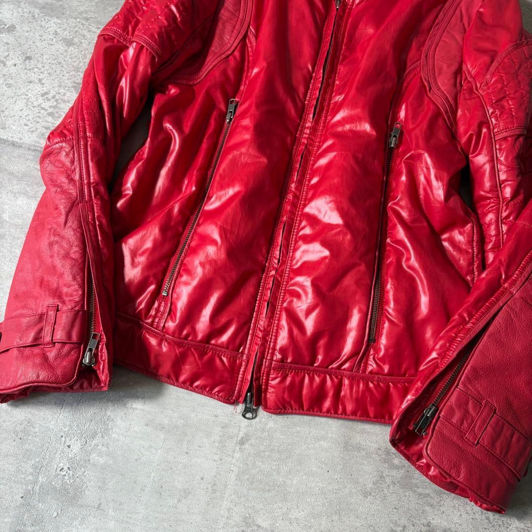 2000's leather × nylon riders jacket y2k