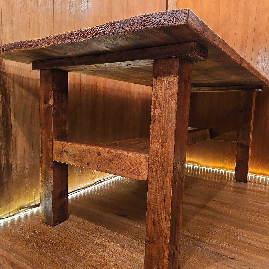 足場板テーブル 男前 天然木無垢材 ヴィンテージ加工 高めのテーブル