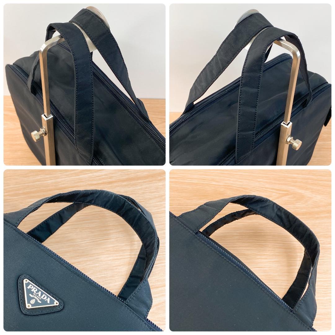 プラダ ハンドバッグ カバン 鞄 三角プレート ナイロン 2層バッグ ブラック