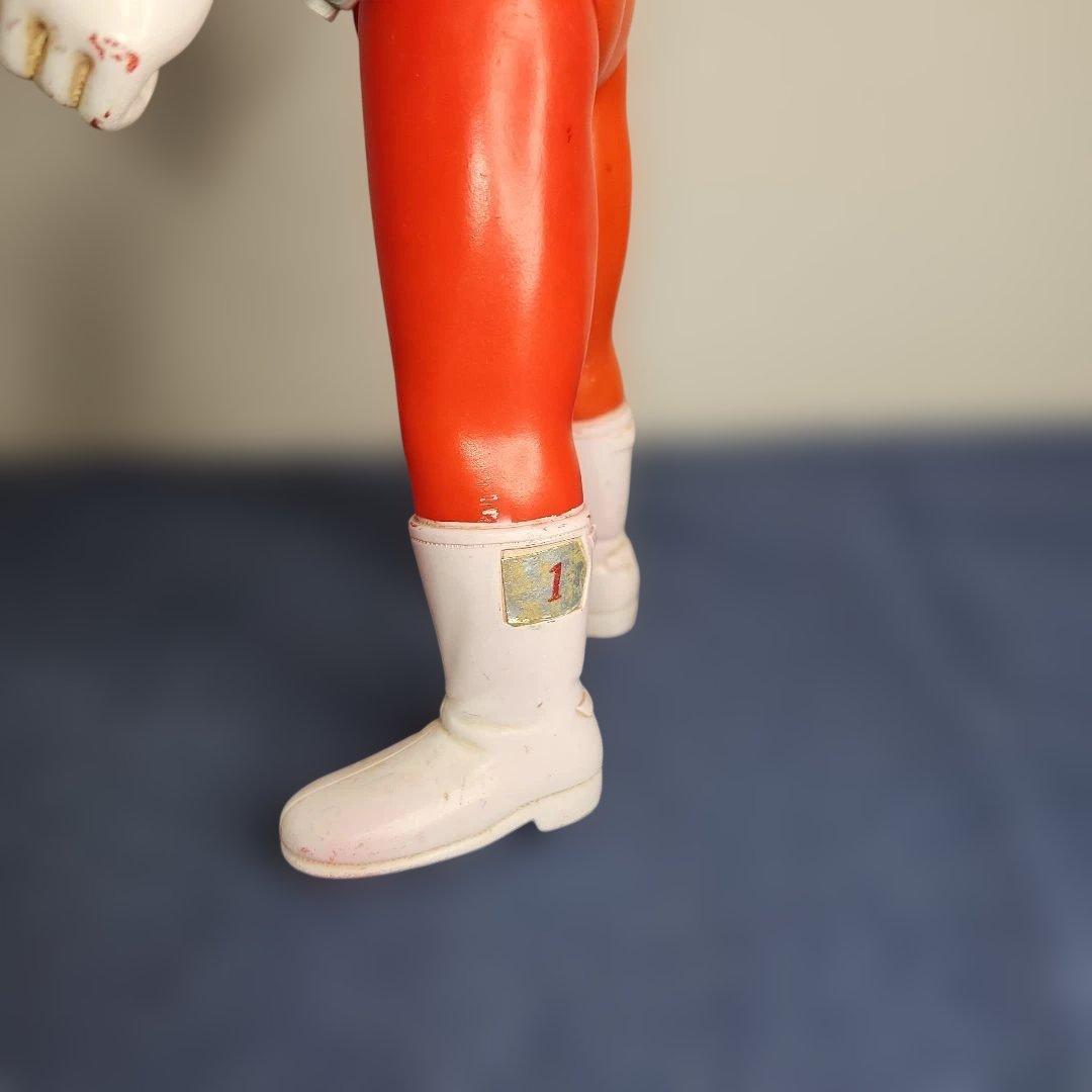 アカレンジャー　面取れ　ソフビ　面　武器　マントなし　レア　約22センチ