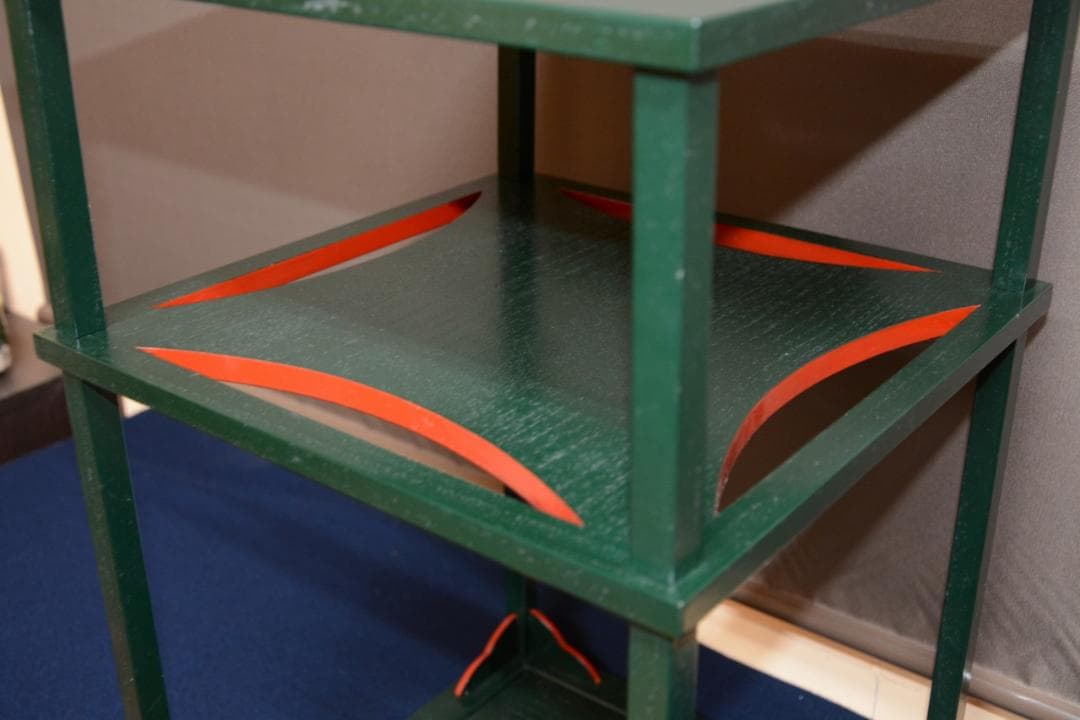 茶道具　美品　糸巻棚　天然漆　青漆爪紅　碌々斎好写　京塗師　川瀬表完作　中古品