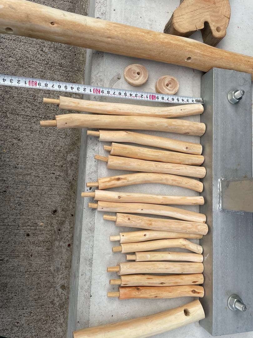 国産ヒノキ　鳥用止まり木　スタンド　アスレチック階段　約100センチ