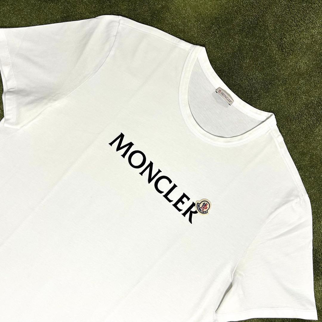【良品】MONCLER モンクレール ロゴ 半袖 Tシャツ ホワイト 3XL