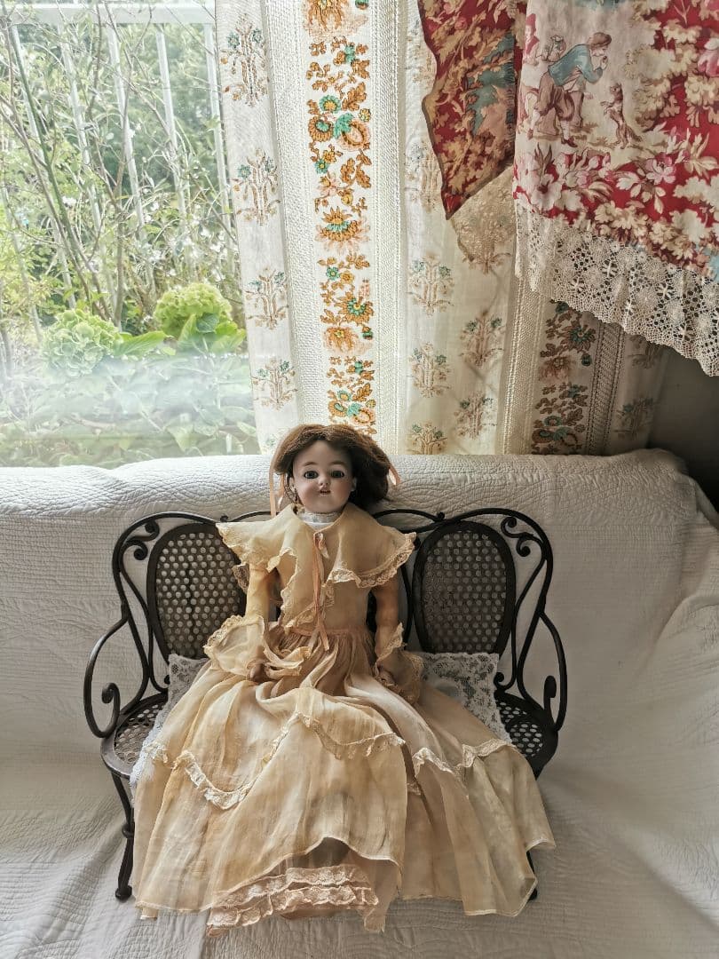 アンティークイギリス アイアン製 ドールチェア 産業革命時代 ブロンズ色 レア