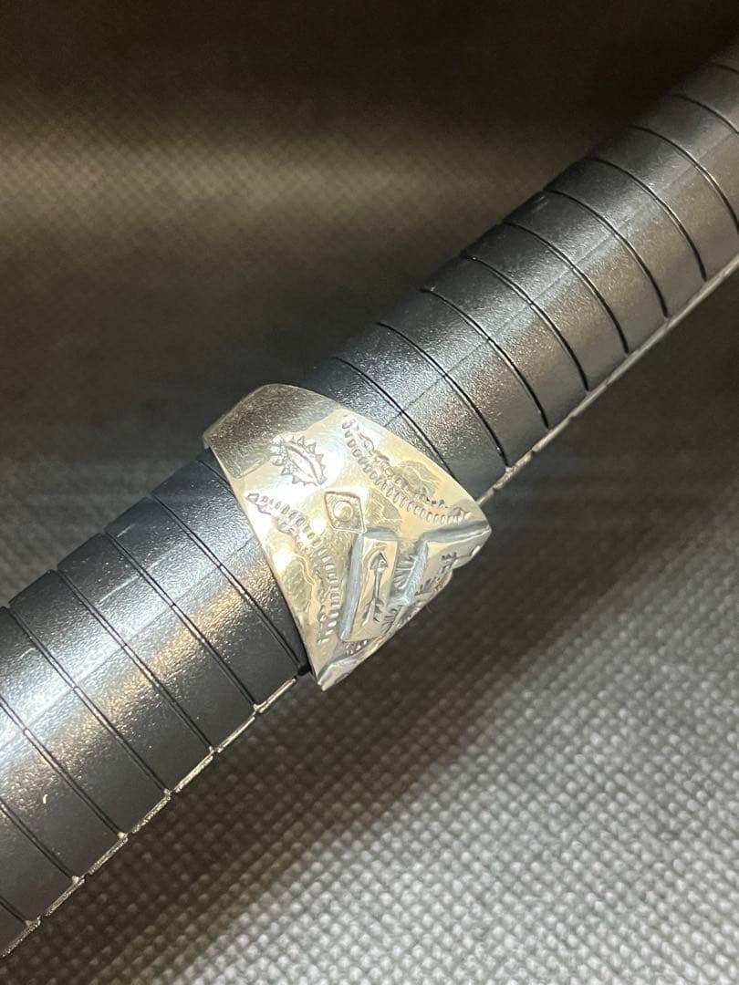 k*o様 Silver 925 スワスティカ印台リング 彫金 卍 21号 9.2