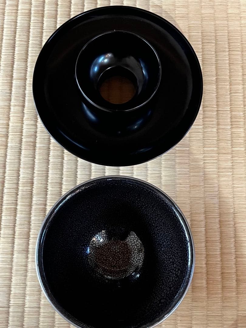 本銀フクリン付　油滴天目茶碗　天目台