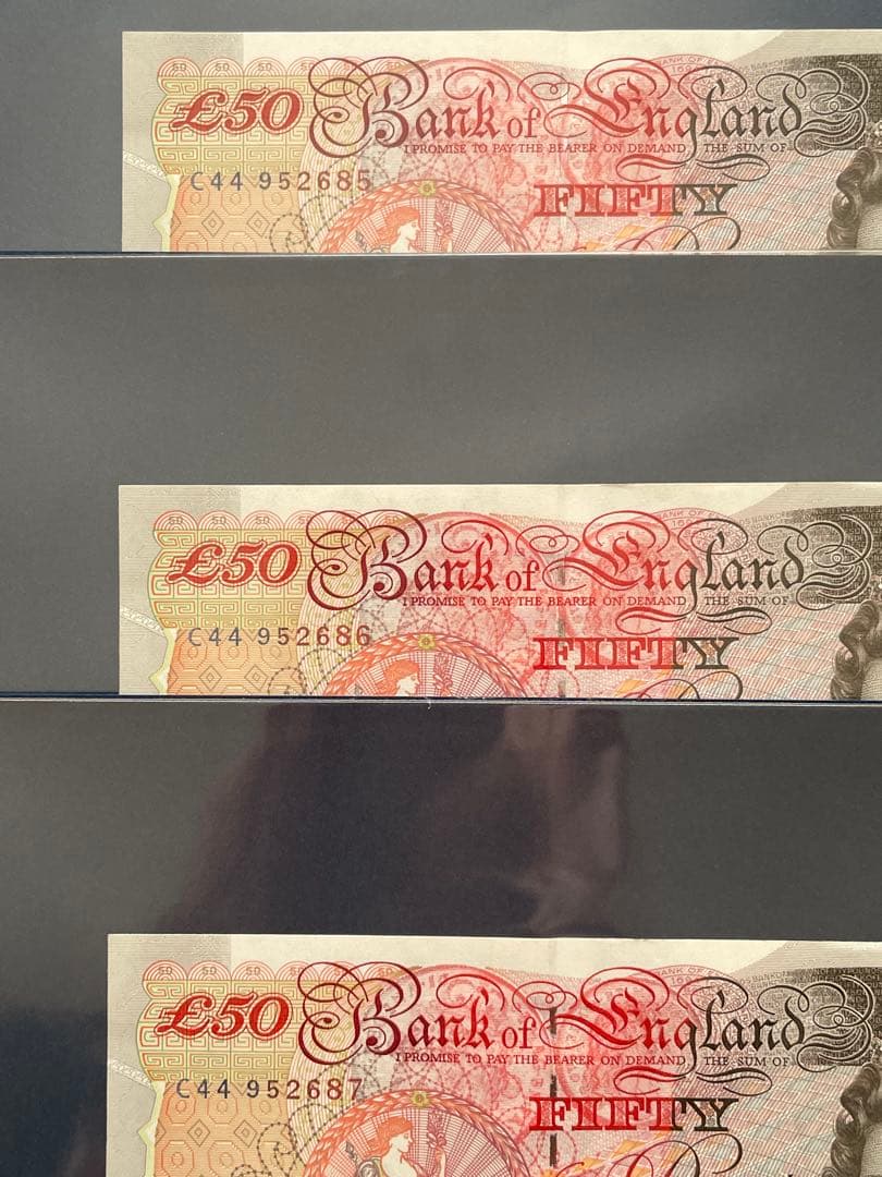 旧紙幣　イギリス50ポンド紙幣　3枚セット　古紙幣