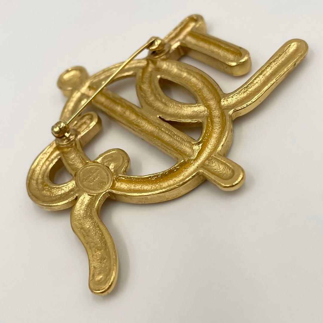 美品✨Diorディオール エンブレム ストーン付 ブローチ ヴィンテージ ロープ