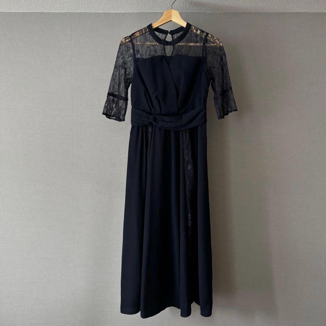 【niana】ビスチェ風ハイネックレース結婚式ワンピース