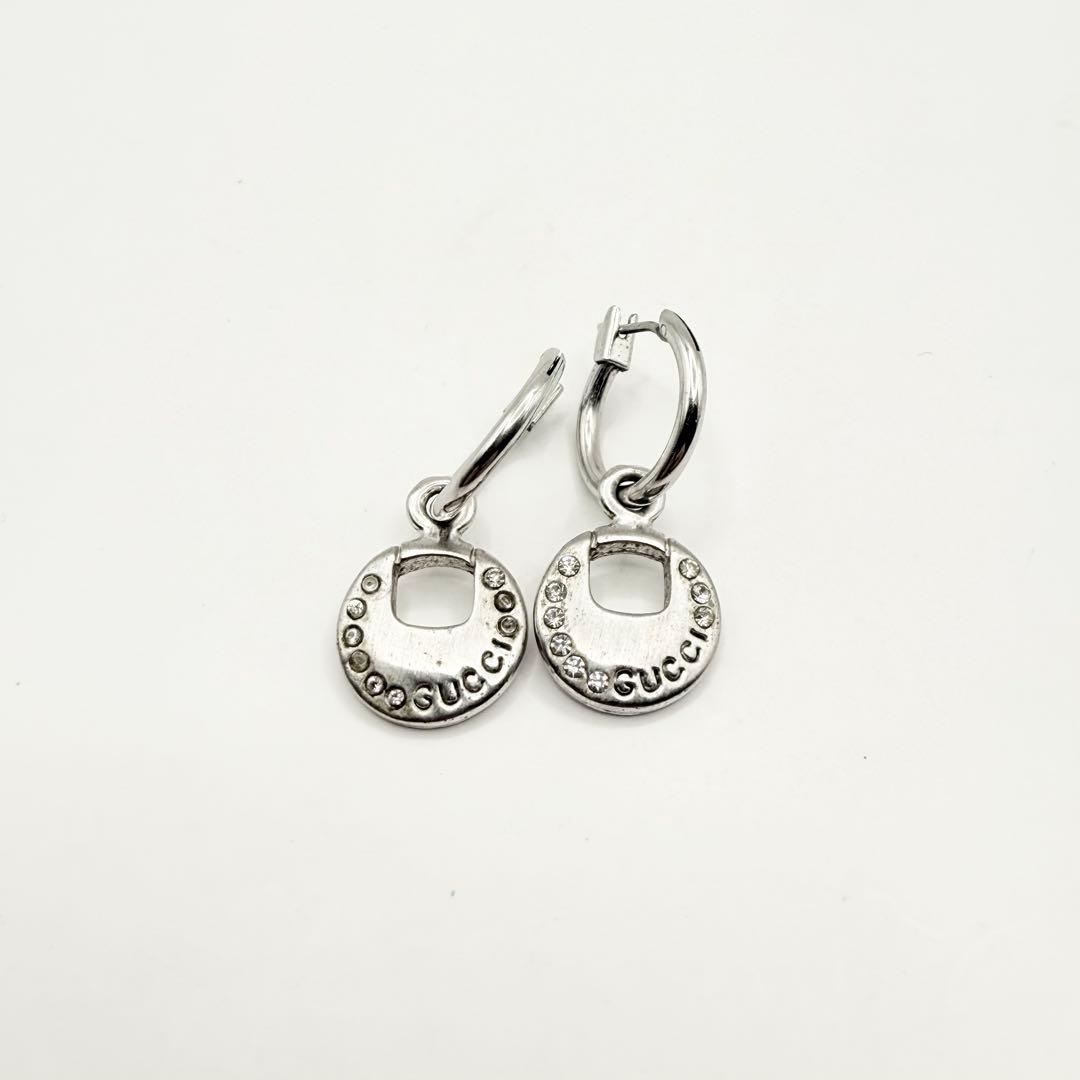 GUCCI グッチ　ピアス　サークル　ライトストーン　シルバー　GP 両耳