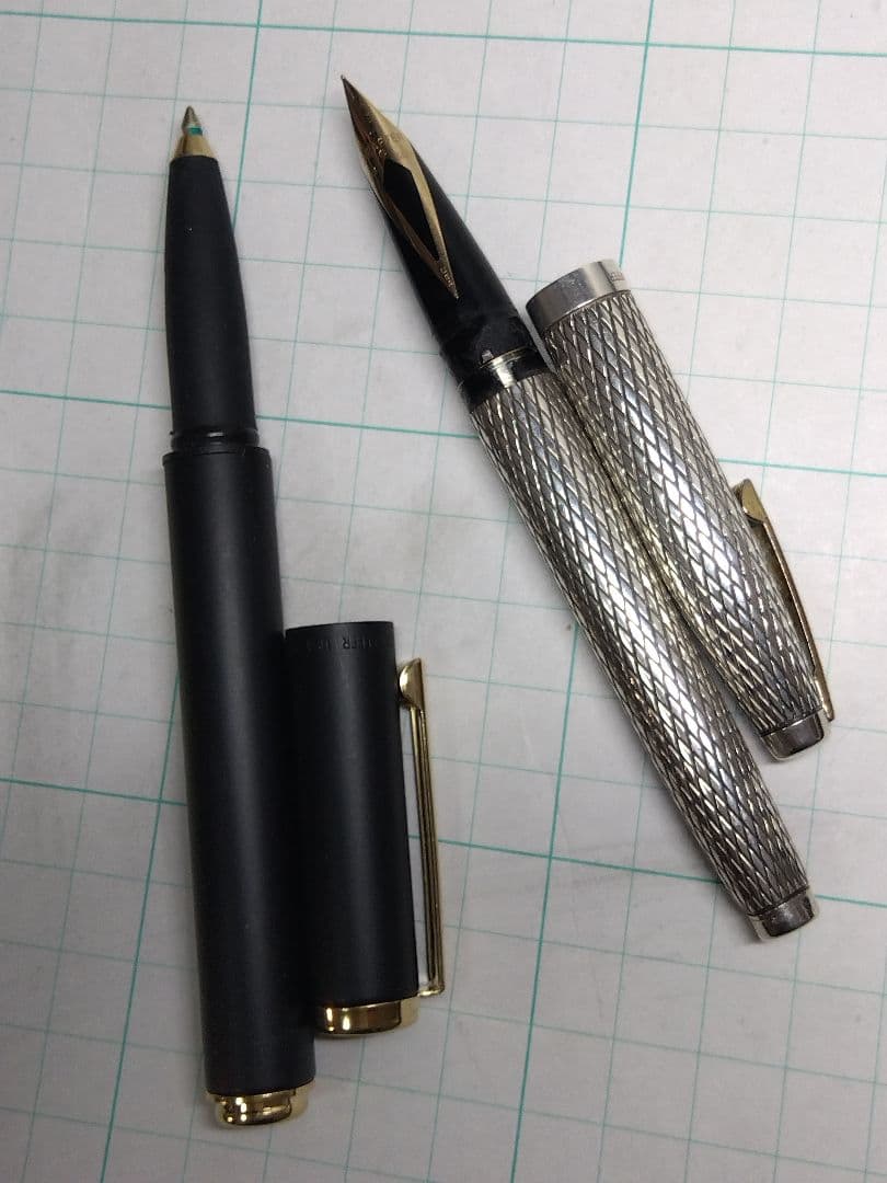 【シェーファー２本】ペン先14K、本体スターリングシルバーの万年筆＋ボールペン